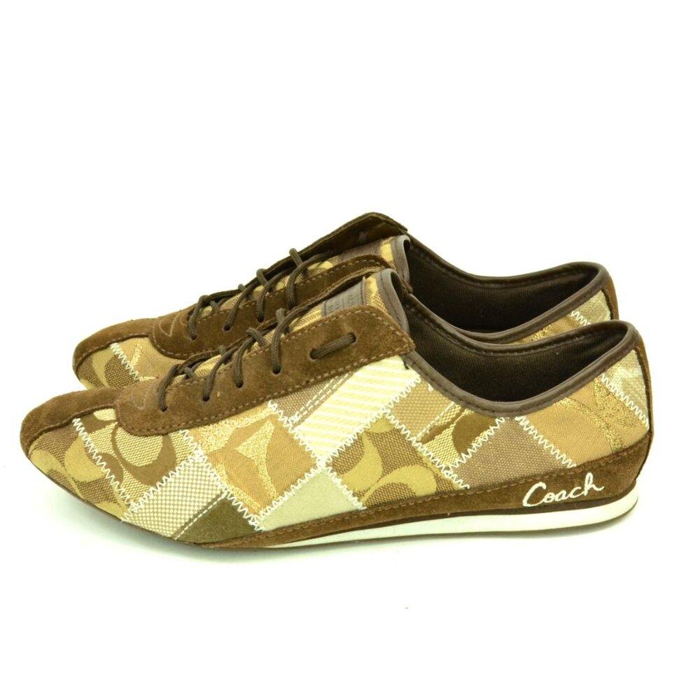 COACH Tidy Women's Size 8 Brown Patchwork Monogram Logo Sneakers #A1351 - Picture 6 of 10